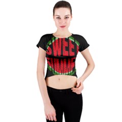 Watermelon - Sweet Summer Crew Neck Crop Top by Valentinaart