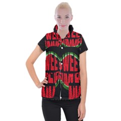 Watermelon - Sweet Summer Women s Button Up Puffer Vest