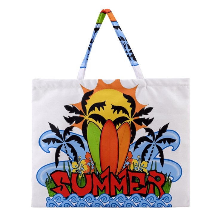 Tropical summer Zipper Large Tote Bag