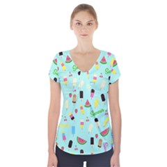 Summer Pattern Short Sleeve Front Detail Top by Valentinaart