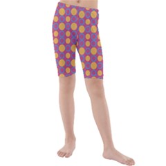 Colorful Geometric Polka Print Kids  Mid Length Swim Shorts