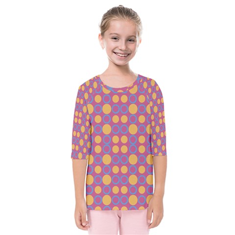 Colorful Geometric Polka Print Kids  Quarter Sleeve Raglan Tee by dflcprintsclothing