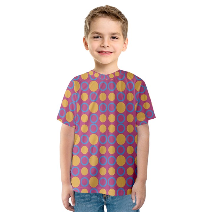 Colorful Geometric Polka Print Kids  Sport Mesh Tee