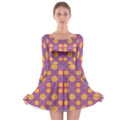 Colorful Geometric Polka Print Long Sleeve Skater Dress by dflcprintsclothing