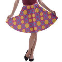 Colorful Geometric Polka Print A-line Skater Skirt