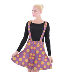 Colorful Geometric Polka Print Suspender Skater Skirt