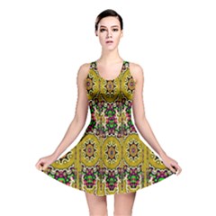 Rainbow And Stars Coming Down In Calm  Peace Reversible Skater Dress by pepitasart