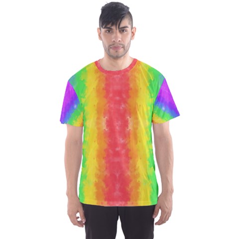 Striped Painted Rainbow Men s Sports Mesh Tee by Brini