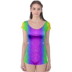 Striped Painted Rainbow Boyleg Leotard  by Brini