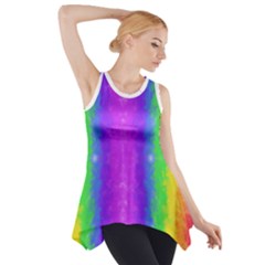 Striped Painted Rainbow Side Drop Tank Tunic by Brini