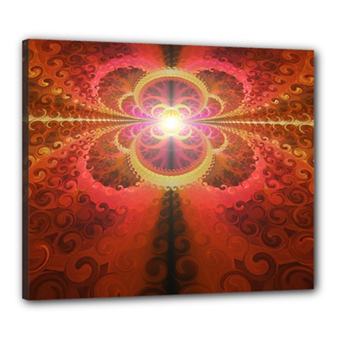 Liquid Sunset, A Beautiful Fractal Burst Of Fiery Colors Canvas 24  X 20 