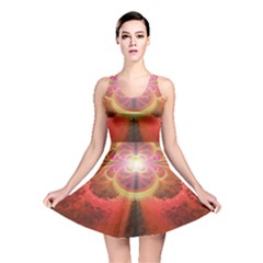 Liquid Sunset, A Beautiful Fractal Burst Of Fiery Colors Reversible Skater Dress