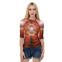 Liquid Sunset, A Beautiful Fractal Burst Of Fiery Colors Quarter Sleeve Tee