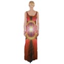 Liquid Sunset, A Beautiful Fractal Burst Of Fiery Colors Maxi Thigh Split Dress View2