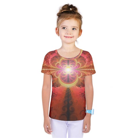 Liquid Sunset, A Beautiful Fractal Burst Of Fiery Colors Kids  One Piece Tee by jayaprime