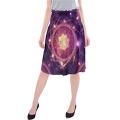 A Gold And Royal Purple Fractal Map Of The Stars Midi Beach Skirt