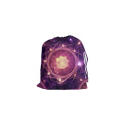 A Gold And Royal Purple Fractal Map Of The Stars Drawstring Pouches (xs) 