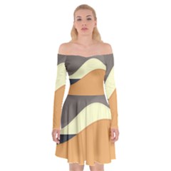 Wave Chevron Waves Material Off Shoulder Skater Dress