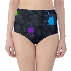 Black Camo Shot Spot Paint High-waist Bikini Bottoms