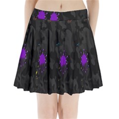 Black Camo Shot Spot Paint Pleated Mini Skirt by Mariart