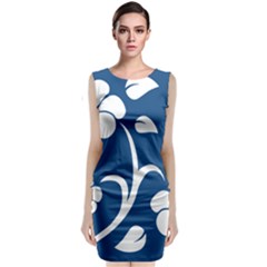 Blue Hawaiian Flower Floral Sleeveless Velvet Midi Dress by Mariart