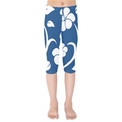 Blue Hawaiian Flower Floral Kids  Capri Leggings  by Mariart