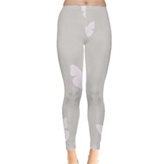 Butterfly Silhouette Organic Prints Linen Metallic Synthetic Wall Pink Leggings  by Mariart