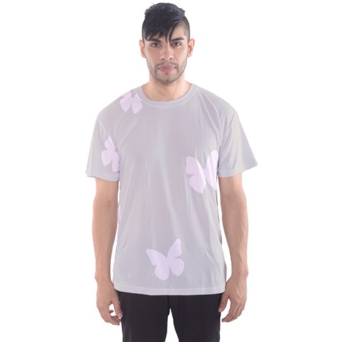 Butterfly Silhouette Organic Prints Linen Metallic Synthetic Wall Pink Men s Sports Mesh Tee by Mariart