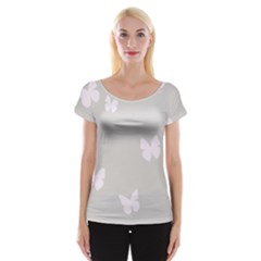 Butterfly Silhouette Organic Prints Linen Metallic Synthetic Wall Pink Cap Sleeve Tops by Mariart