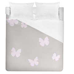 Butterfly Silhouette Organic Prints Linen Metallic Synthetic Wall Pink Duvet Cover (queen Size) by Mariart