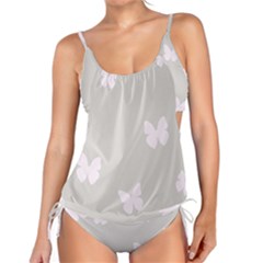 Butterfly Silhouette Organic Prints Linen Metallic Synthetic Wall Pink Tankini by Mariart