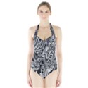 Black White Shape Halter Swimsuit View1