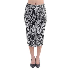 Black White Shape Midi Pencil Skirt