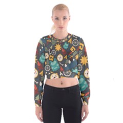 Compass Cypress Chair Arrow Wheel Star Mountain Cropped Sweatshirt by Mariart