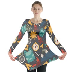 Compass Cypress Chair Arrow Wheel Star Mountain Long Sleeve Tunic 