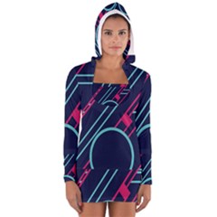 Flag Blue Orange Circle Polka Hole Space Women s Long Sleeve Hooded T-shirt by Mariart