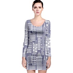 Building Citi Town Cityscape Long Sleeve Bodycon Dress by Mariart