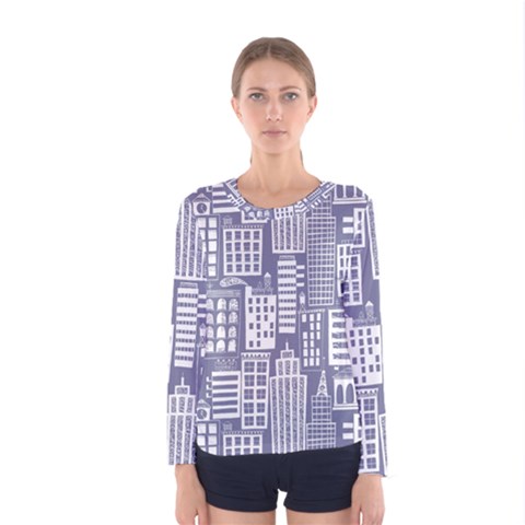 Building Citi Town Cityscape Women s Long Sleeve Tee by Mariart