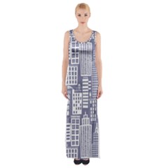 Building Citi Town Cityscape Maxi Thigh Split Dress by Mariart