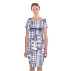 Building Citi Town Cityscape Classic Short Sleeve Midi Dress by Mariart