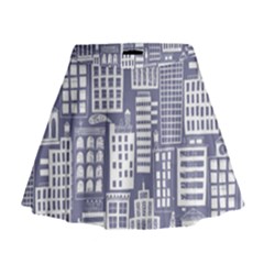 Building Citi Town Cityscape Mini Flare Skirt by Mariart