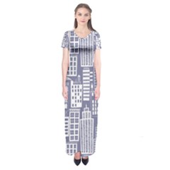 Building Citi Town Cityscape Short Sleeve Maxi Dress by Mariart