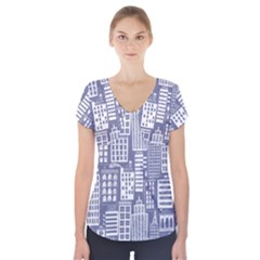 Building Citi Town Cityscape Short Sleeve Front Detail Top by Mariart