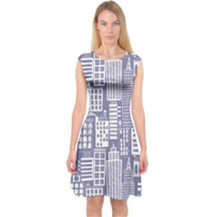 Building Citi Town Cityscape Capsleeve Midi Dress