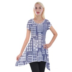 Building Citi Town Cityscape Short Sleeve Side Drop Tunic by Mariart