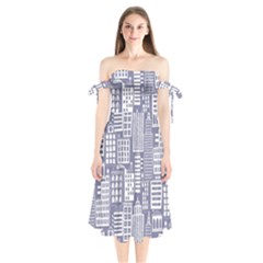 Building Citi Town Cityscape Shoulder Tie Bardot Midi Dress