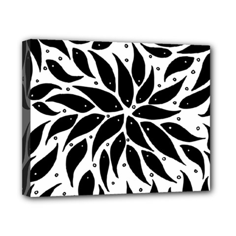 Flower Fish Black Swim Canvas 10  x 8 