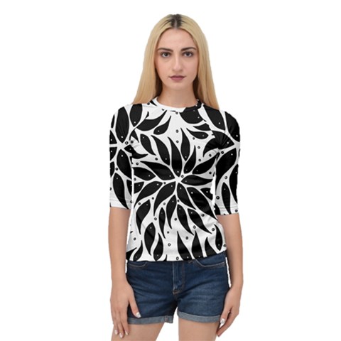 Flower Fish Black Swim Quarter Sleeve Tee by Mariart