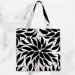 Flower Fish Black Swim Zipper Grocery Tote Bag