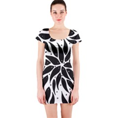 Flower Fish Black Swim Short Sleeve Bodycon Dress by Mariart